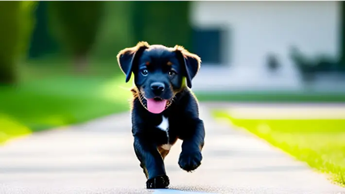 Puppy running and playing energetically after recovering from vaccine side effects